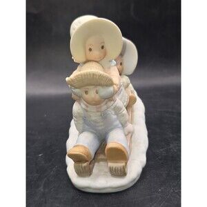 Circle Of Friends Masterpiece Homco  A-sledding We Will Go!  Kids Sled Porcelain